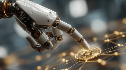 Robot Hand with Bitcoin