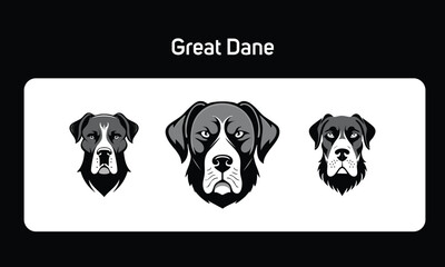 Great Dane Minimal Logo - Flat Vector Dog Illustration, Gentle giant Great Dane logo in clean 2-color vector style. Ideal for pet lovers, branding, or dog mascots.