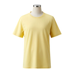 Isolated Photo Of A Yellow T-Shirt On Mannequin Front View Against Transparent Background