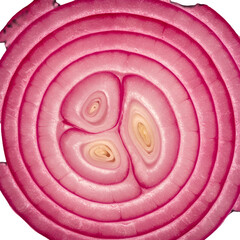 Isolated Red Onion Slice Macro Photograph With Transparent Background