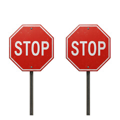 Obraz premium Isolated Stop Signs Against Black Background Road Safety Illustration