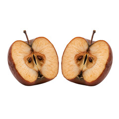 Isolated Photo of Brown Halved Apple Fruit With Transparent Background