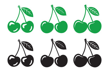 Red cherry icon. Cherry silhouette vector. Cherry fruit logo. Fruit silhouette vector eps 10