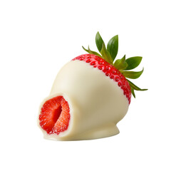 Isolated Photo of Chocolate Covered Strawberry with Red Fruit Closeup