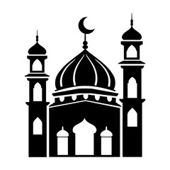 mosque icon vector , awesome mosque building silhouette isolated on white background