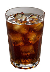 Isolated Photo of Cola Drink With Ice Cubes In A Transparent Glass