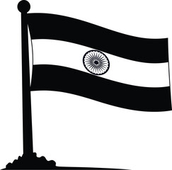 Monochrome indian flag on pole