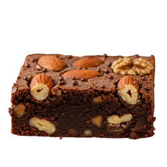 Isolated Photo Of Delicious Brownie With Almond And Walnut Dessert On Transparent Background
