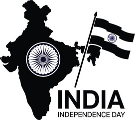India map with flag and independence day text