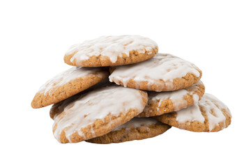 a stack of cookies with icing on top of each other