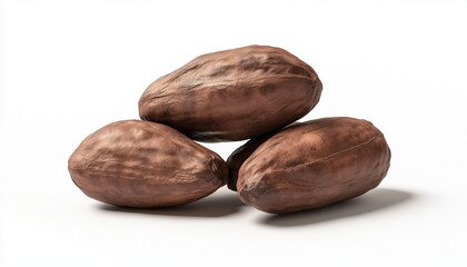 Obraz premium Roasted Brown Cocoa Beans: White Cocoa Bean Isolate On A White Background. Seeds Of Cocoa Beans Featured In Stunning Display. Rich And Decadent.