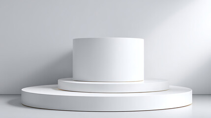 Empty White Podium Display, Minimal 3D Product Stand, Clean Stage Mockup for Presentation and Branding
