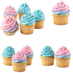 Isolated Photo Of Delicious Pink And Blue Cupcakes With Pearl Decoration