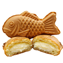 Isolated Photo Of Delicious Taiyaki Fish Dessert With Creamy Filling On Transparent Background