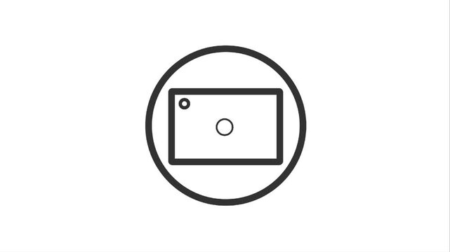  Simple camera icon,video camera simple animation,4k video motion on white  background.