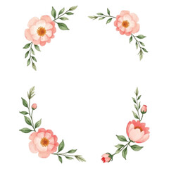 watercolor peony flower frame