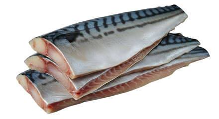 Isolated Photo Of Freshly Cut Fish Fillets On Black Background