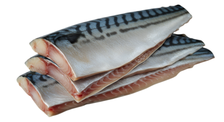 Isolated Photo Of Freshly Cut Fish Fillets On Black Background