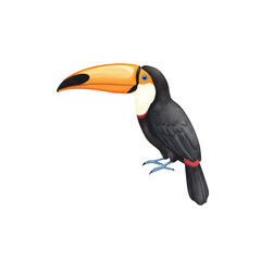 Naklejka premium Isolated Toucan Illustration With Black And Orange Colors On Transparent Background