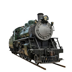 Naklejka premium Isolated PNG: Vintage Green Steam Train on Transparent Background