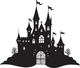 Obraz premium Haunted Castle Night Silhouette Design Bundle
