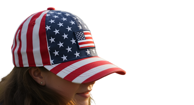 Patriotic American Flag Hat Profile View Illustration With Transparent Background