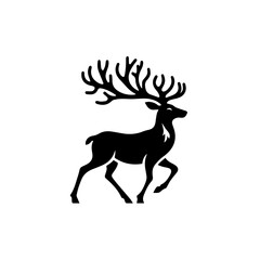 Obraz premium Majestic Black Silhouette of a Stag with Elaborate Antlers.
