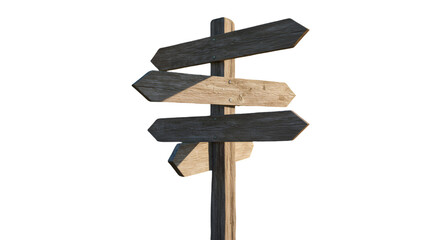 Isolated Wooden Directional Sign On Transparent Background Photo