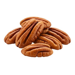 Isolated Photo of Fresh Brown Pecan Nuts on Transparent Background