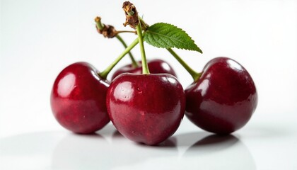 Obraz premium Cherries against a stark white background.