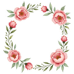 watercolor peony flower frame
