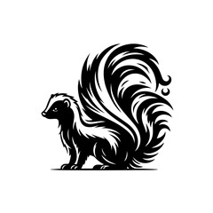 Fototapeta premium Stylized Black and White Skunk with Bushy Tail.