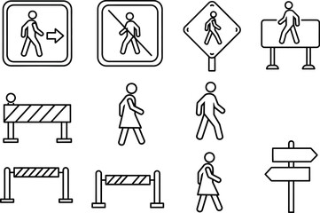 Collection of pedestrian crossing and traffic control symbols
