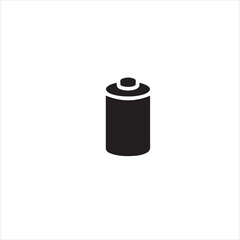 Black battery icon on a white background power energy