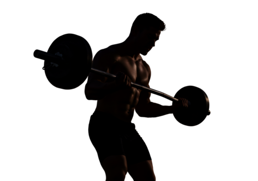 Man Silhouette Working Out with Barbell as a Fitness Photo with Black Background