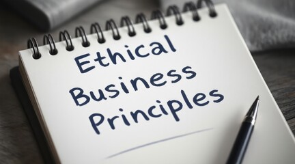 Obraz premium corporate social responsibility ethics education. A notepad with handwritten text stating 