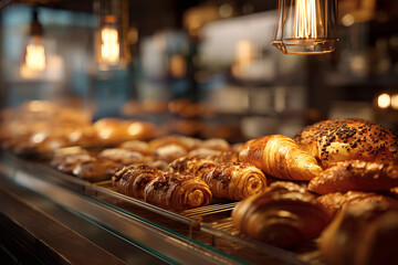Fresh baked pastries in a shop