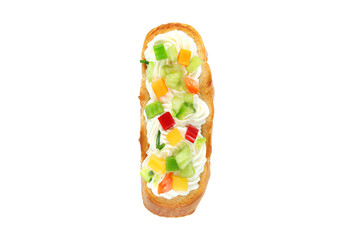 a sandwich with cream fruit and cream on it