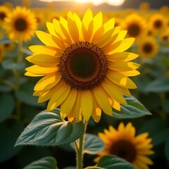 Field of blooming sunflowers 
