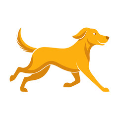 Stylized golden dog running fast isolated on white background