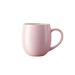 Elegant pastel pink coffee mug with smooth round handle, clean modern aesthetic, ideal for lifestyle and product design, on transparent background