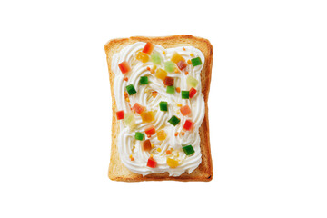 a toast with cream and fruit on it