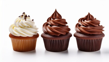 chocolate cupcake with cream isolated on white background blank background for poster banner cover backdrop design