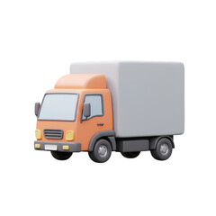 Orange And Gray 3D Illustration Of A Delivery Truck On Isolated Background