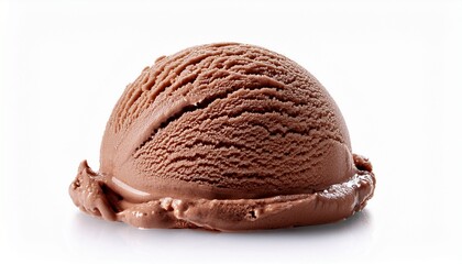 single scoop of chocolate ice cream isolated on white