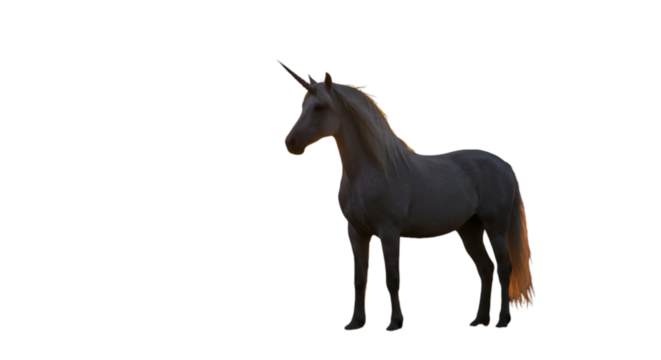 Majestic Unicorn Illustration With Gold Light Isolated On Transparent Background