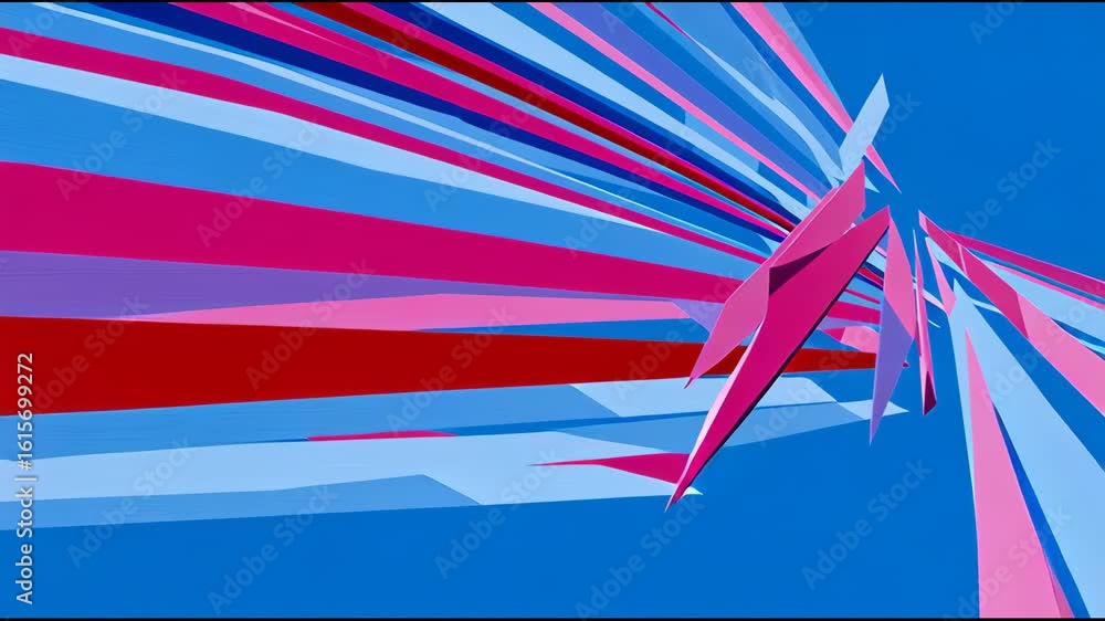Aufkleber colorful abstract shapes create dynamic patterns in vibrant blue environment