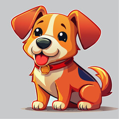 Adorable Cartoon Dog Character with Playful Expression and Vibrant Orange Fur Color