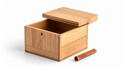 wooden box isolated on white