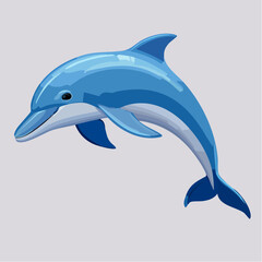 Obraz premium Cartoon Dolphin Illustration in Shades of Blue on a Light Gray Background Design